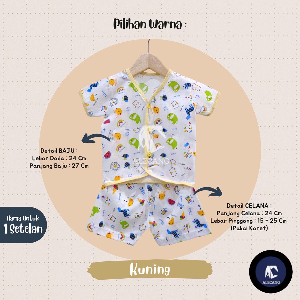 Setelan Baju Bayi Tangan Pendek Motif Size 0 - 3 Bulan merk MUNFGIL - MOTIF