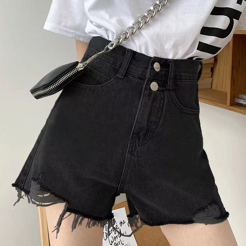 Monica Celana jeans korean style wanita Celana jens sobek wanita Tinggi wanita hot pants Pendek Wanita Denim korean celana Musim