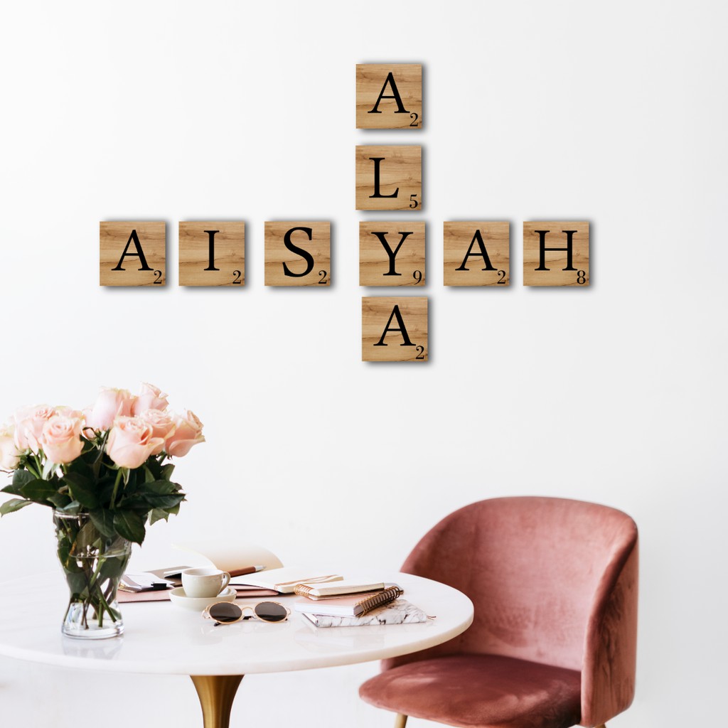 DEKORASI PAJANGAN RUMAH HURUF DESAIN SCRABBLE 15x15