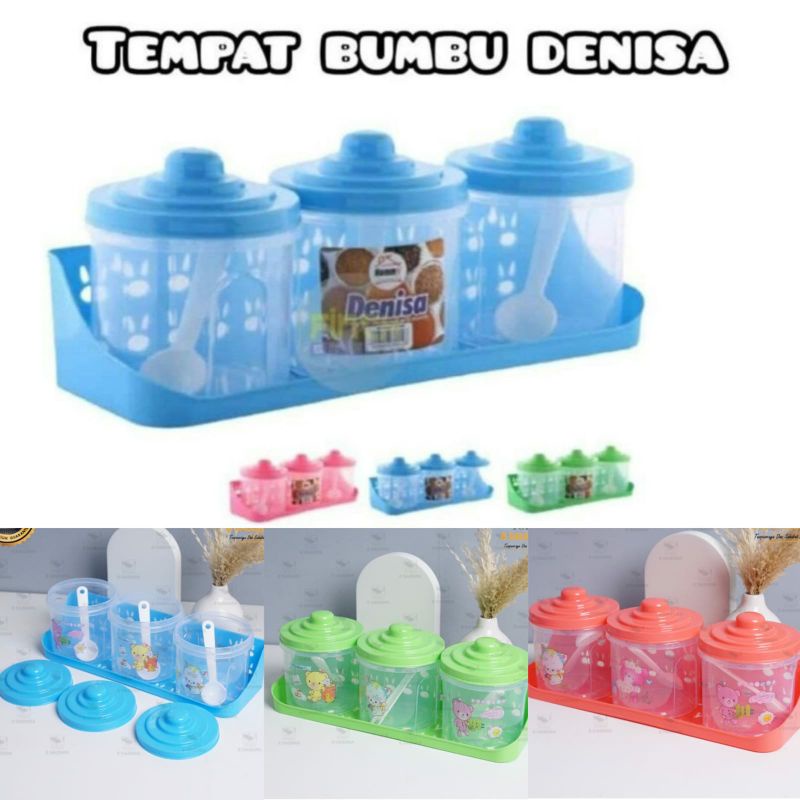KD1 TEMPAT BUMBU DENISA / TOPLES SET BUMBU DAPUR / TEMPAT BUMBU 3 IN 1 / TOPLES MURAH / RAK BUMBU DA