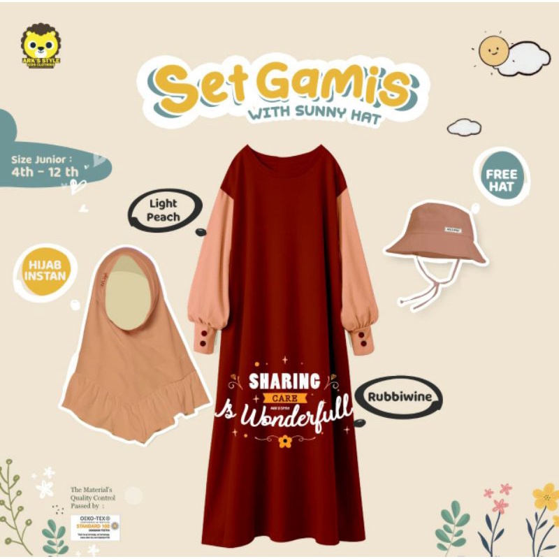set gamis with sunny hat ark's style premium sz 12