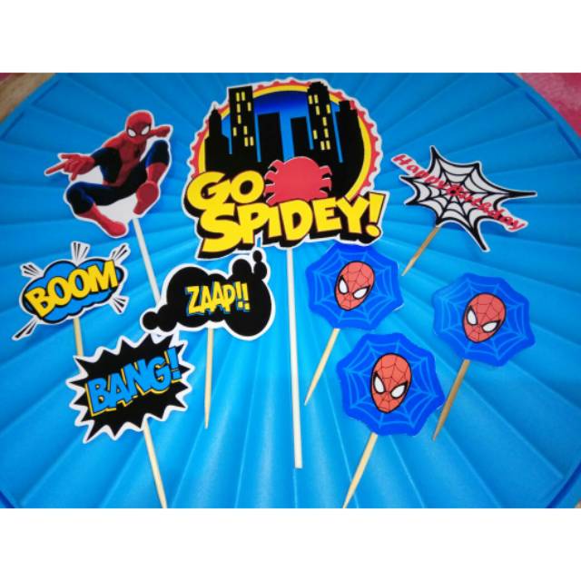 

topper banner set spiderman spidey hiasan kue