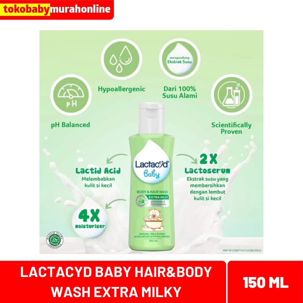 LACTACYD BABY BODY &amp; HAIR WASH EXTRA MILKY 150ML / SABUN BAYI