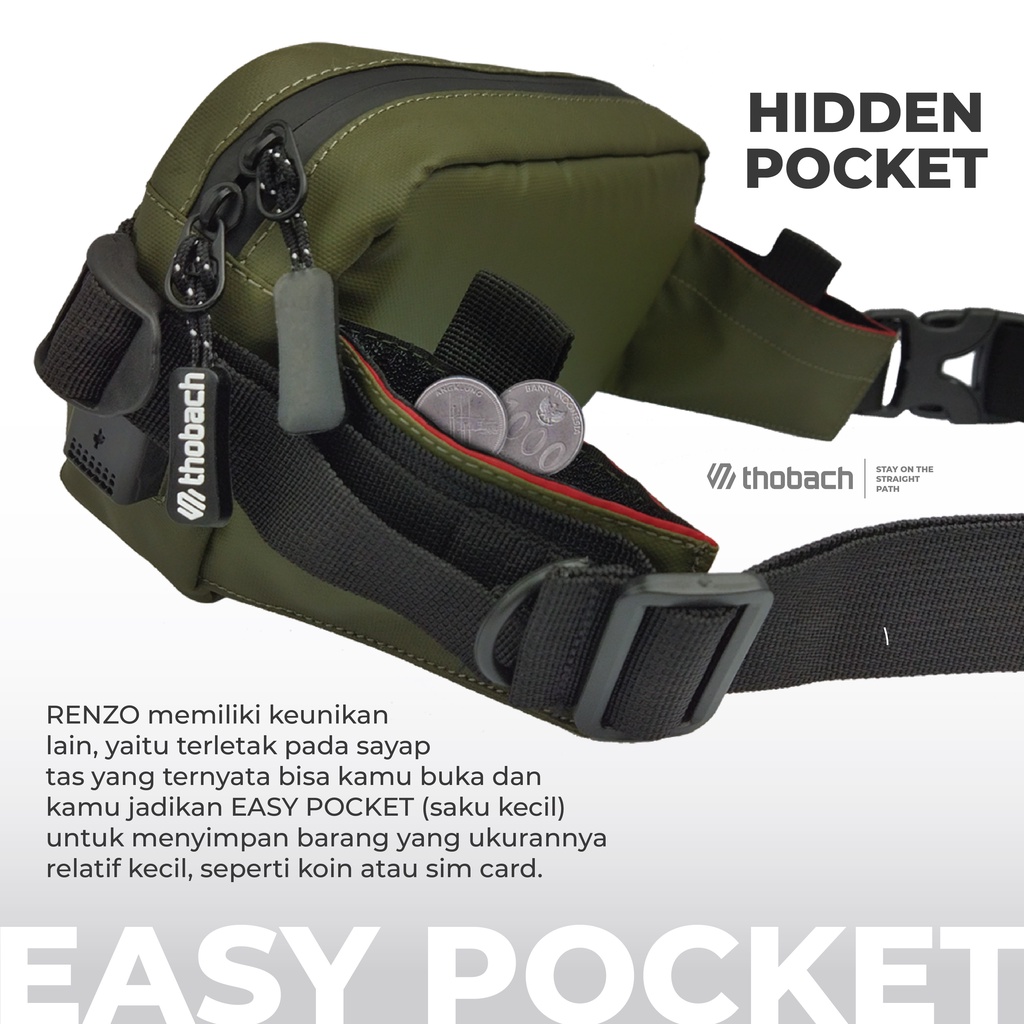 THOBACH-WAISTBAG WATERPROOF RENZO TAS PINGGANG PRIA WANITA