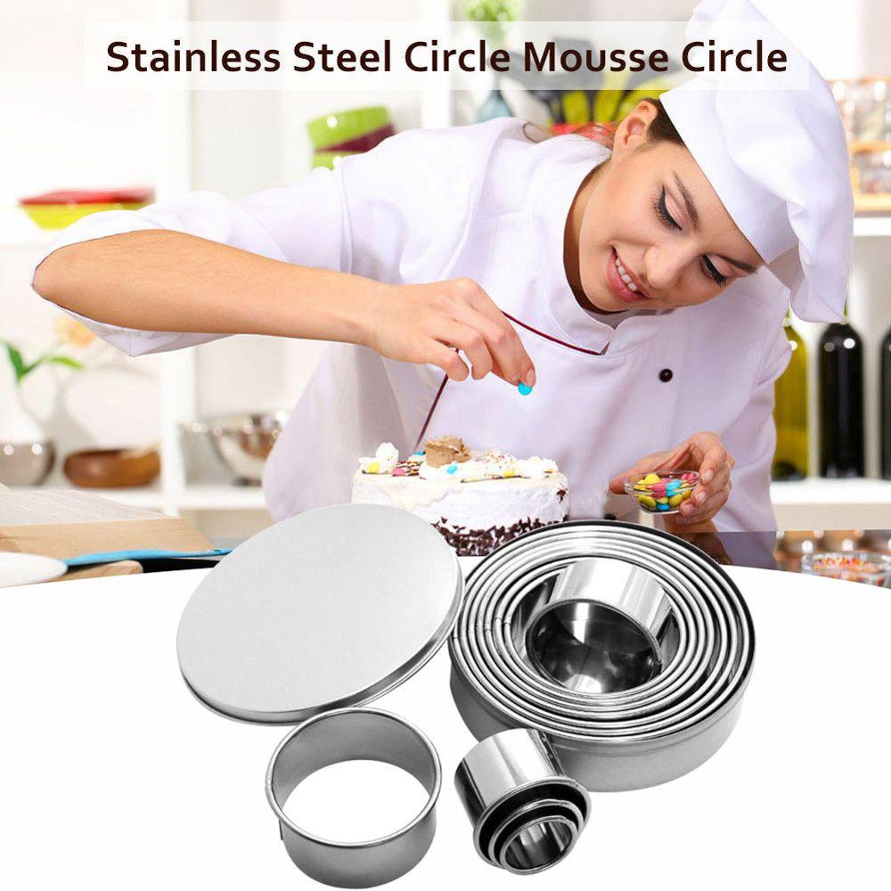 [Elegan] Cetakan Kue Bentuk Bulat Lingkaran Bakeware Stainless Steel Coklat Stensil Metal Baking Tools