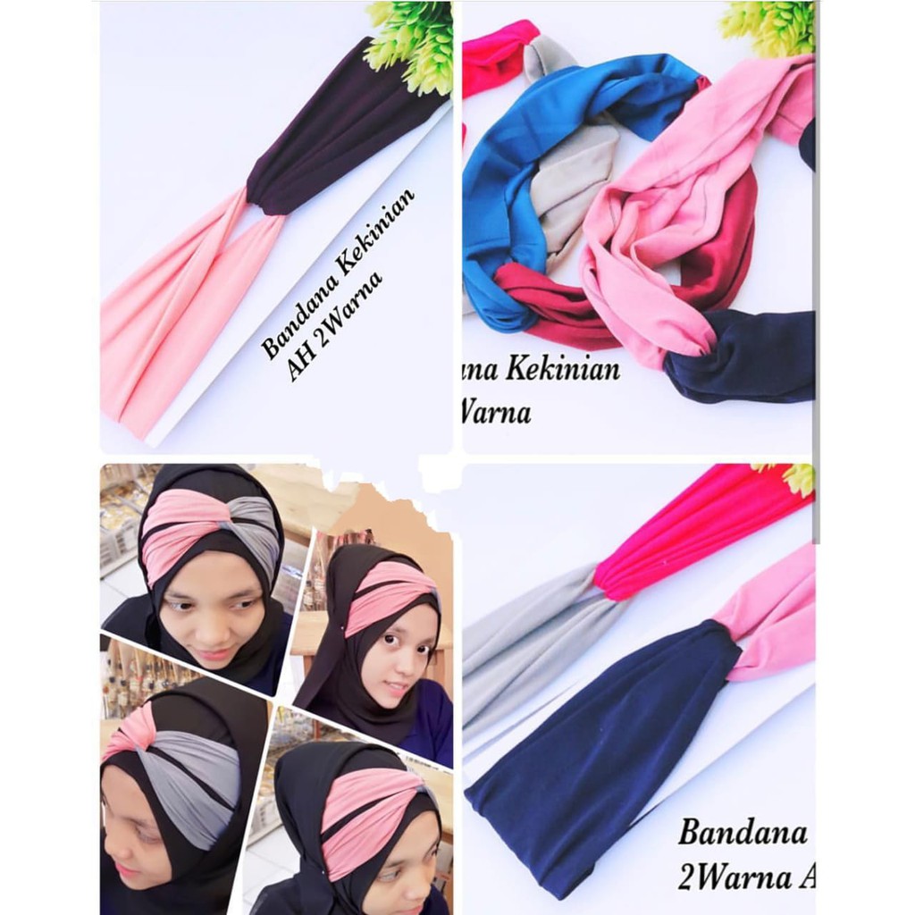 Bando Wanita Bandana Model Pita Simpul Silang Motif warna Polos  Gaya Korea Tokopelanginicer