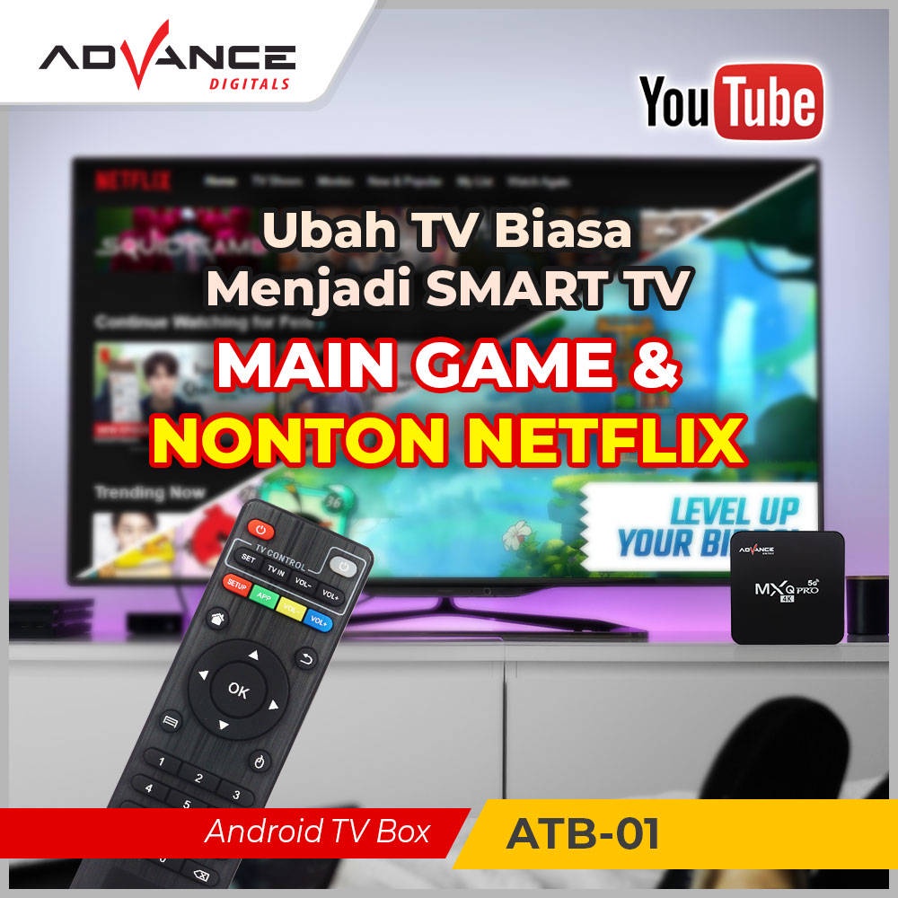 TERBARU~Smart TV Box Advance ATB-01 | Advance ATB-01 Android Tv Box Mxq Pro 4K Support Wifi 2+16Gb TV BOX Android | FMS