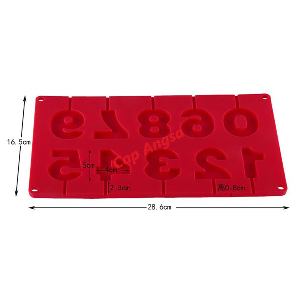 CETAKAN HURUF FONDANT KUE CETAKAN KUE SILIKON SILICONE MOULD 10 NOMER ANGKA 28x16 KUE PLASTIK MOLD