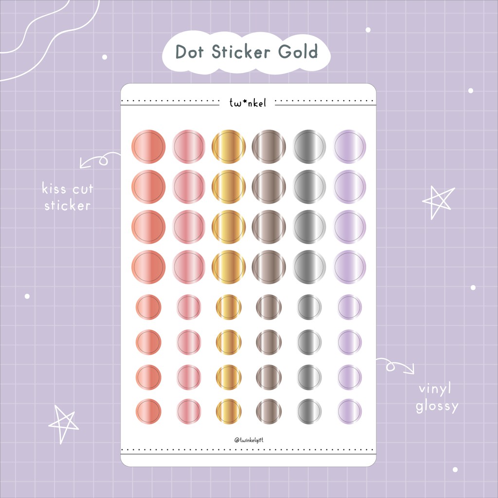 

[STICKER] Dot Sticker Gold - Deco Bujo Journal Planner Sticker - Kisscut Sticker