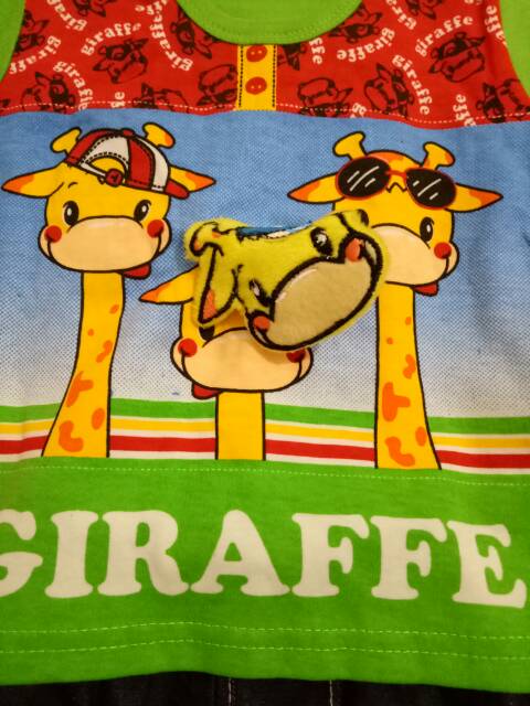 Setelan baju anak pendek 3D karakter giraffe