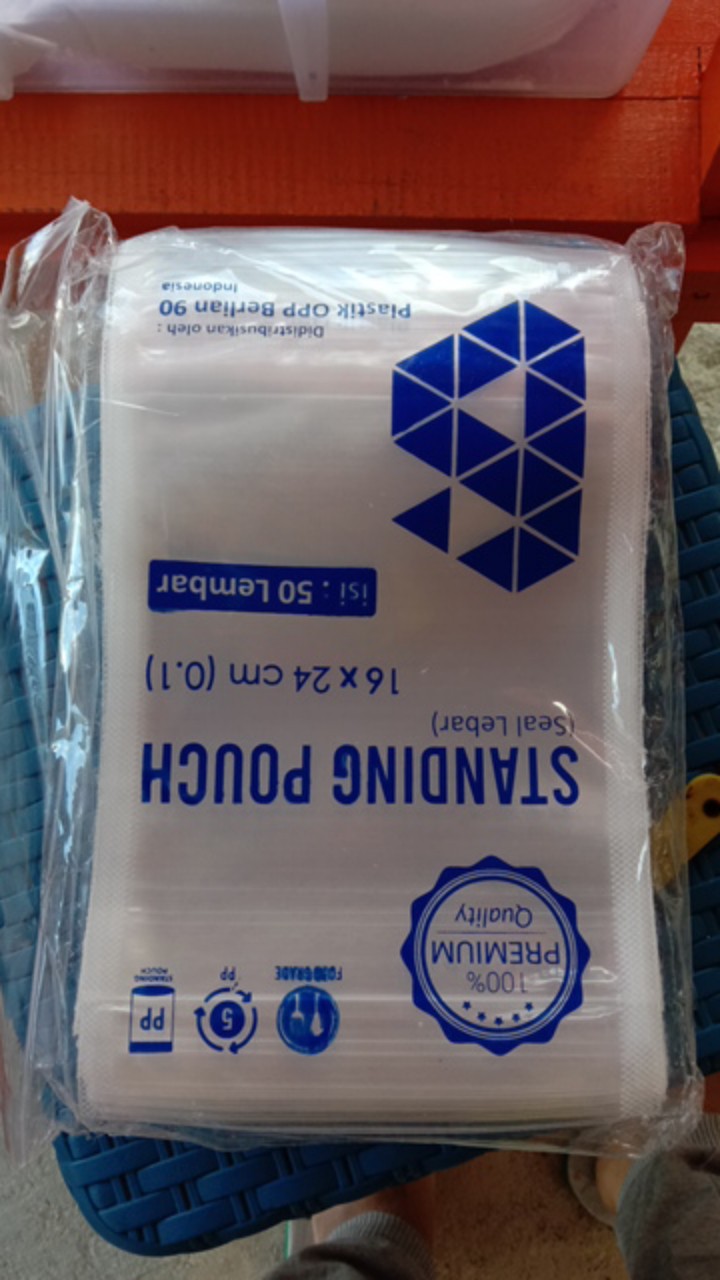 Plastik Standing Pouch / Plastik Makanan Kemasan Berdiri 16 X 24 Cm