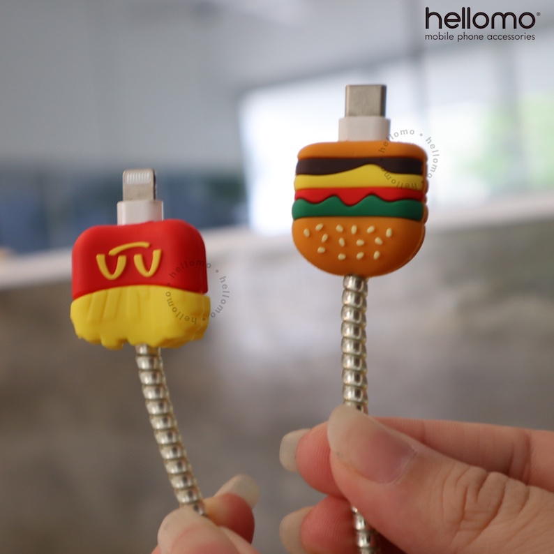 Cable Bite Universal Pelindung Ujung Kabel Cable Protector Korean Fast Food Series Cable Bite Lucu Cable Saver Protector