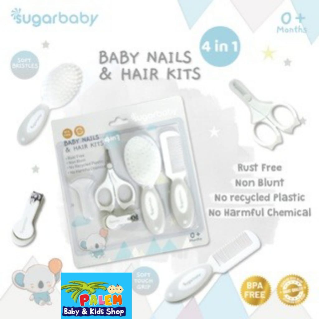 Sugar baby 4in1 Baby Nail &amp; Hair Kits (Perlengkapan Perawatan Kuku dan Rambut Bayi 4in1)