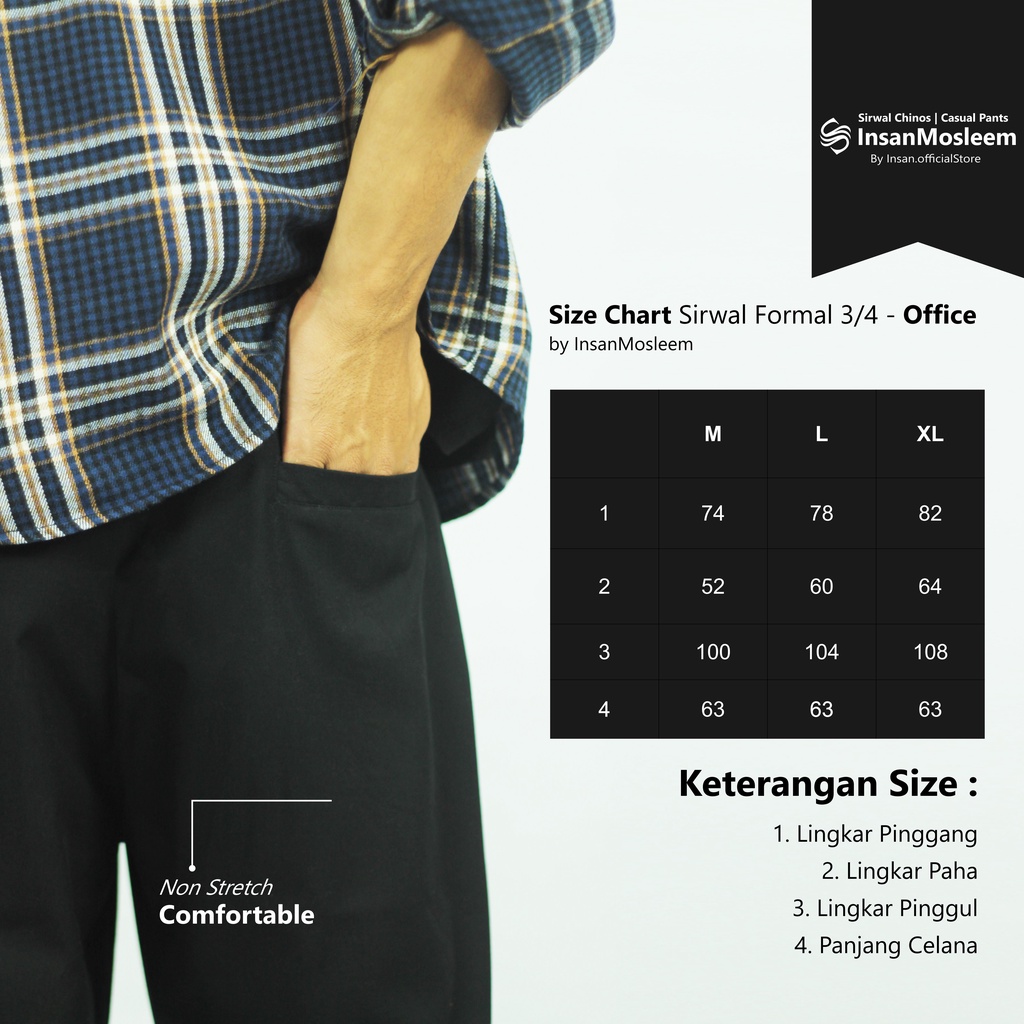 Celana Chino Pendek 3/4 Bawah Lutut Bahan Katun