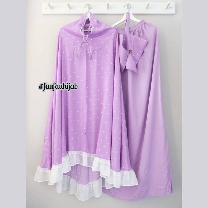 Mukena faufau butik Rimpel Polka orchid
