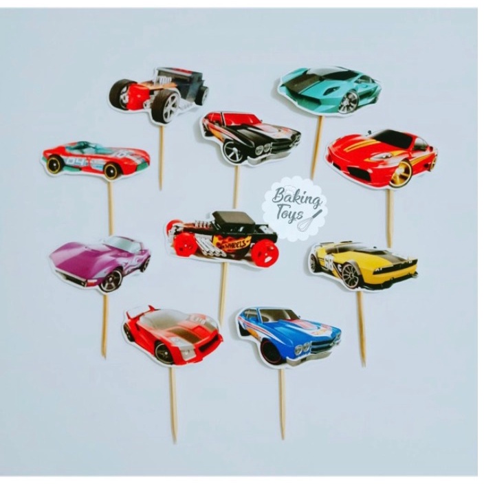 Topper Cupcake Hiasan Kue Ulang Tahun Hot wheels