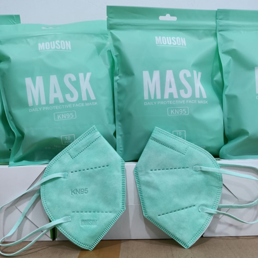 masker mouson kn95 5ply & masker n95 &  masker virus corona & masker isi 10 pcs warna hijau tosca