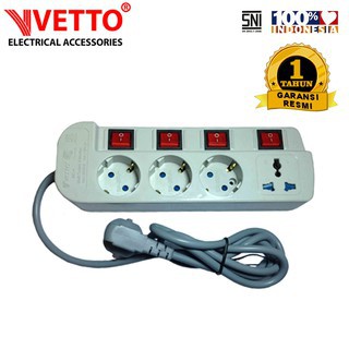 VETTO Ms4 Stop Kontak 4 Lubang + Universal - 3 Meter