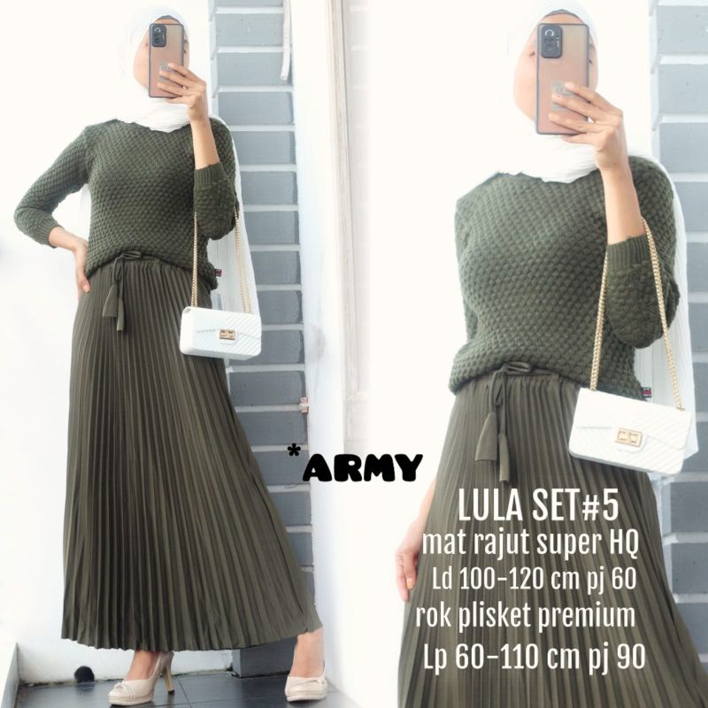 SETELAN RAJUT BAWAHAN ROK PLISKET PREMIUM