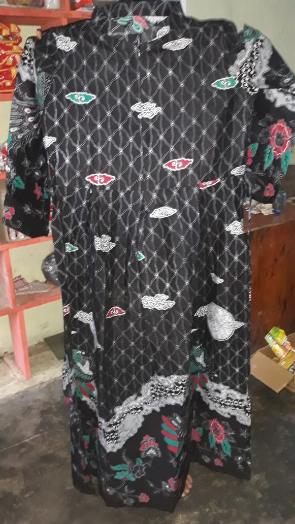 Batik Couple Keluarga Sania Ruffle Ori Ndoro Jowi Dnt - Motif Mega Mendung Abu