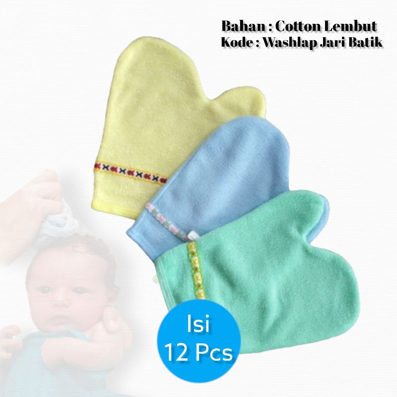 Waslap Mandi Bayi WASLAP JARI TEBAL ISI 1 LUSIN Bahan Handuk Motif Polos Warna Polos Random,