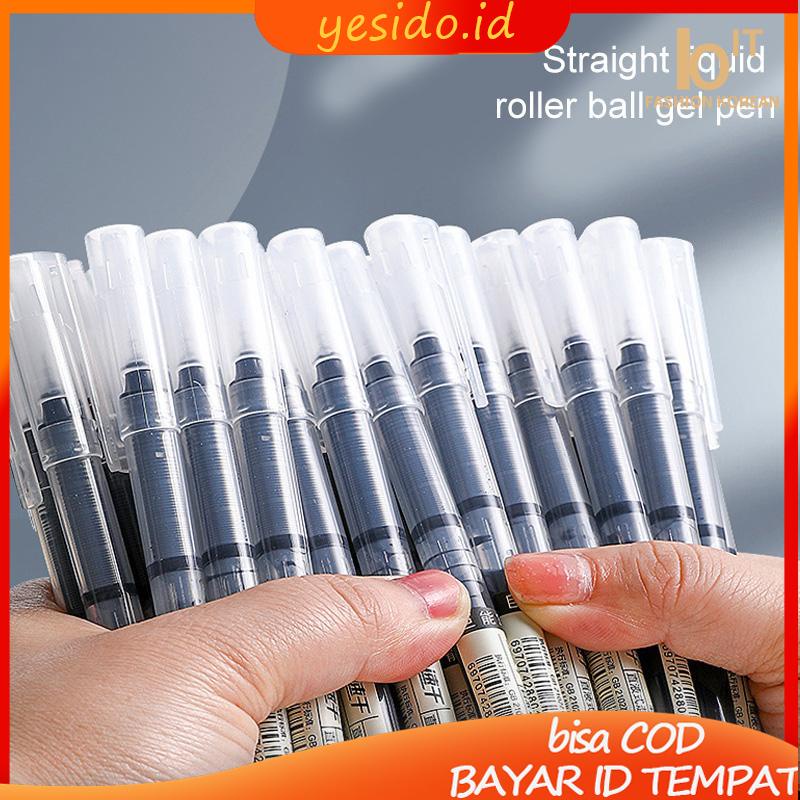 

[COD✨Ready stock]0.5mm Tip Lurus Cair Roller Ball Pen Kantor Tabung Jarum Penuh Siswa Ujian Gel Pena-YES