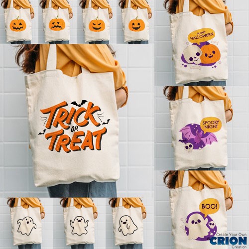 Totebag Halloween series blacu Bisa Custom Printing Nama / logo / kata