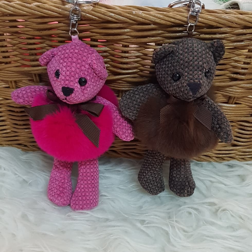 small teddy bear doll with rabbit tutu bag charm 13cm