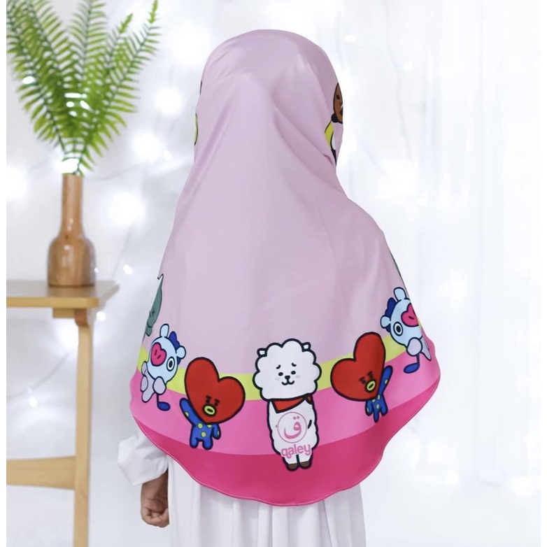 BERGO HIJAB INSTANT PRINTING ANAK MOTIF BT21 / HIJAB ANAK LUCU KARAKTER / JILBAB ANAK KEKINIAN