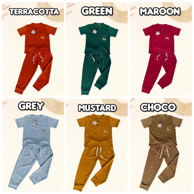 Setelan Star Unisex Starkids / Setelan Jogger Kaos Babyterry Anak cowok dan Cewek Usia 6 bln - 9 thn