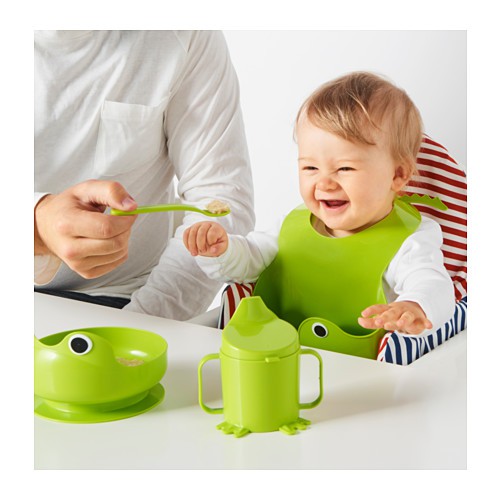 BABY EATING SET 4P FEEDING STUFF MANGKUK, TRAINING CUP, SLABBER, SENDOK
