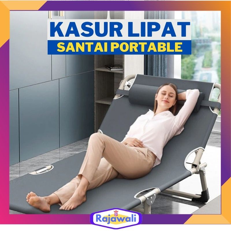 Kasur / Kursi Tempat Tidur Malas Santai Lipat Tiduran Single Portable Matras Kasur Bantal Kepala Kar