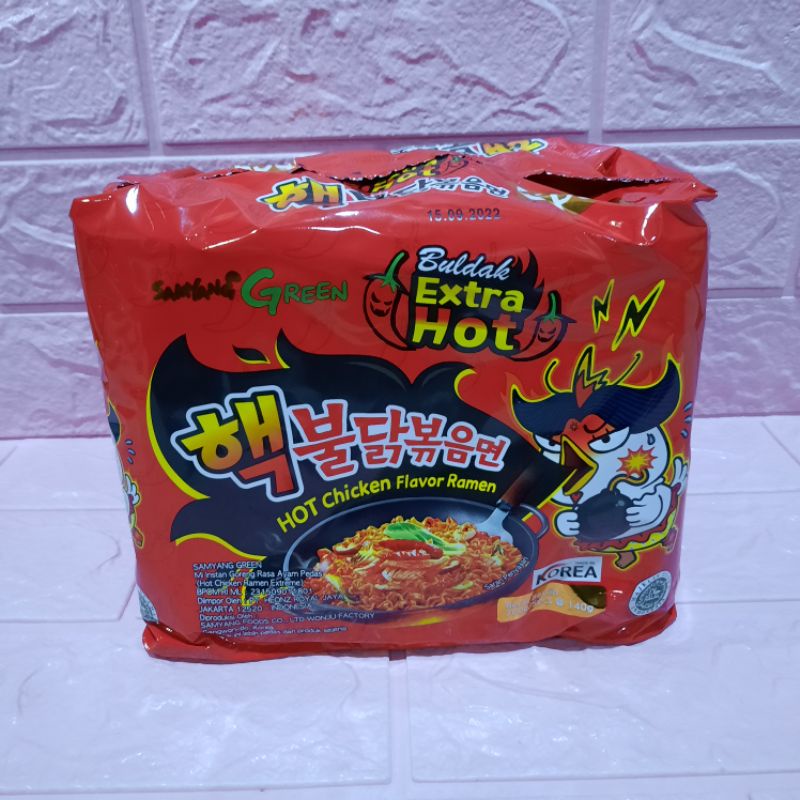 

Samyang Hot Chicken Flavor Ramen Buldak Extra Hot 140 Gr Isi 5 Pcs