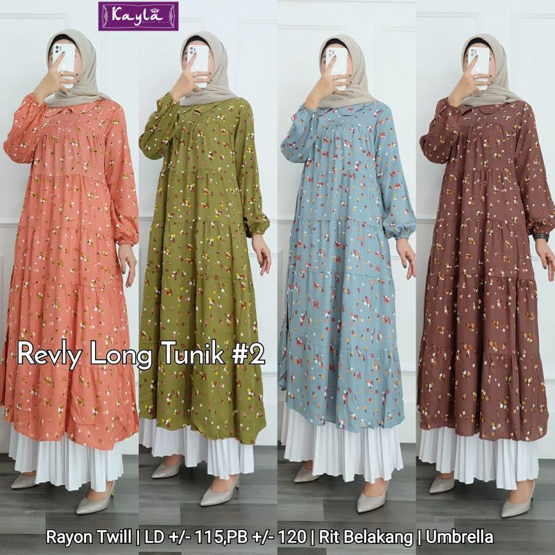 TUNIK PANJANG RAYON TWILL MOTIF BUNGA SUPER NYAMAN CANTIK REVLY LONG TUNIC BY KAYLA