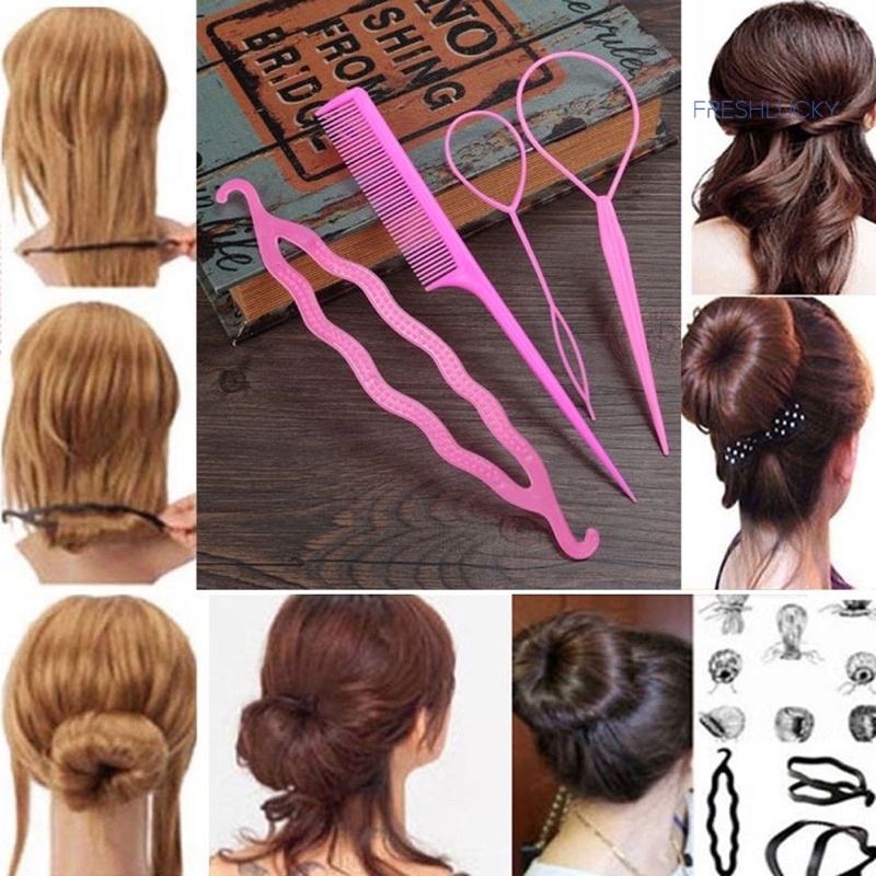 Delunashop sisir 4in1 Topsy Pony Tail Majic Hair Bun Aksesoris Rambut ikat rambut anak