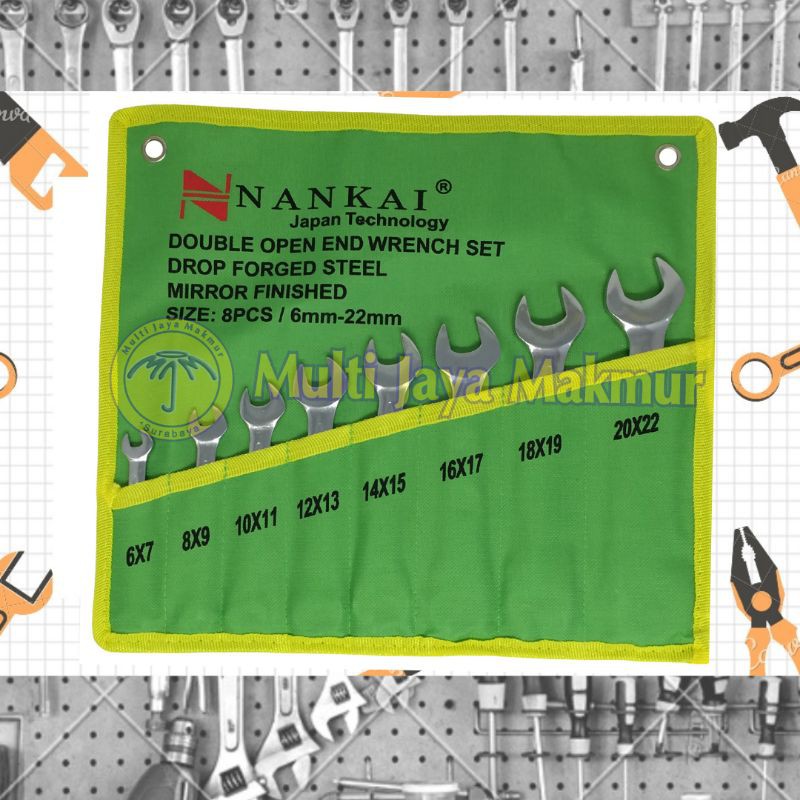 OPEN WRENCH/ Kunci Pas Set 8Pcs 6-22mm NANKAI