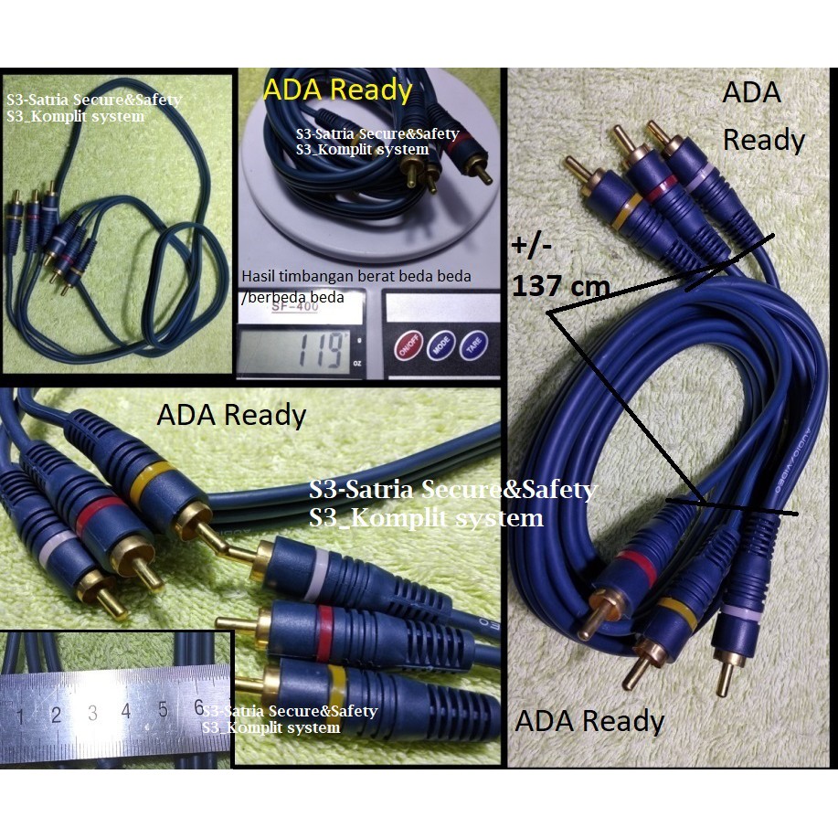 Kabel 3 RCA to 3 RCA Audio video 3 k 3 cable game PS DVD TV AV