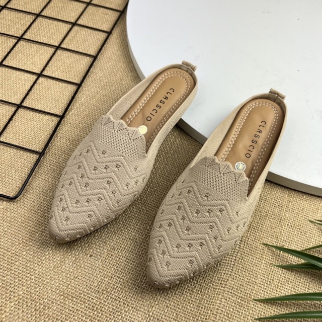 MARASYAFFA - SEPATU FLAT WANITA RAJUT MULES IMPORT SF54