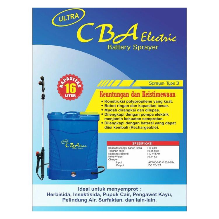 CBA SPARAYER ELEKTRIK 16 LITER 100% Original disinfektan semprotan disinfektan 16liter