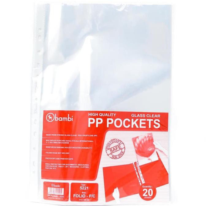 

HOT SALE Glass Clear PP Pocket Bambi Ukuran F4 atk Terjamin