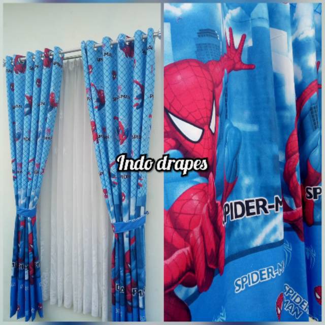 Gorden karakter spiderman spidermen jendela tirai minimalis dekorasi kamar tidur anak terbaru