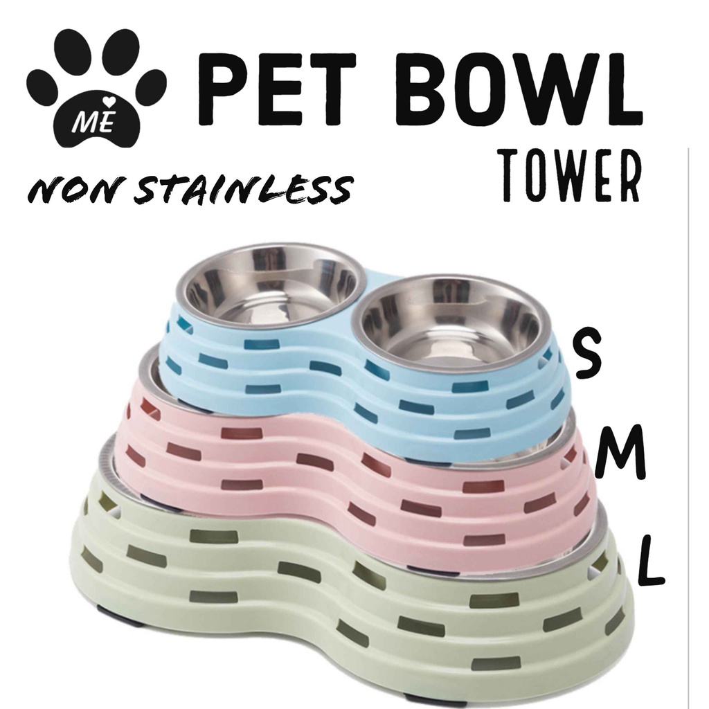 Pet Bowl Anti Slip &quot;TOWER&quot; Tempat Makan Minum Hewan