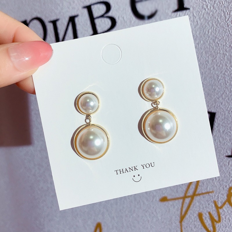 Anting Tusuk Gantung Bahan Sterling Silver 925 Desain Geometri + Mutiara Gaya Retro Untuk Wanita