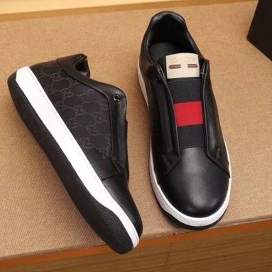 sepatu pria sneaker slip on gucc'i mirror quality shoes men cowok kets hitam branded New gg gc