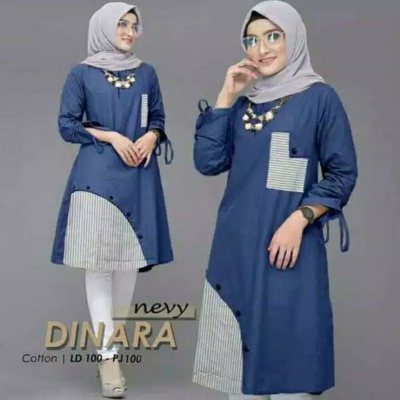 [Bisa COD] Baju Atasan Muslim Wanita Tunik Dinara Terbaru Fashion Kasual Kekinian Harga Paling Murah