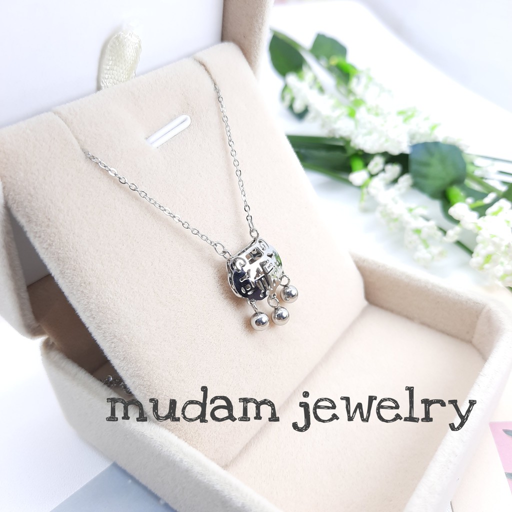 Kalung Titanium Etnis China Umur Panjang Warna Rose Gold dan Silver