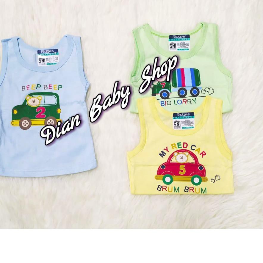 ➵ 3Pcs Kaos Dalam RIDGES [ WARNA ] - Baju Bayi Kutung Motif - Lekbong . ۞