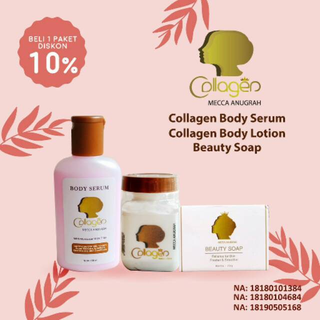 SYB MECCA ANUGRAH BITCOL BPOM BIBIT COLAGEN / SWIFTLEF NEST - CAVIAR EXTRACT - DNA DNA SALMON MECCA ANUGRAH LOTION (NEW VARIAN)/ (BIBIT COLLAGEN +BODY SERUM MECCA+ BEAUTY SOAP)