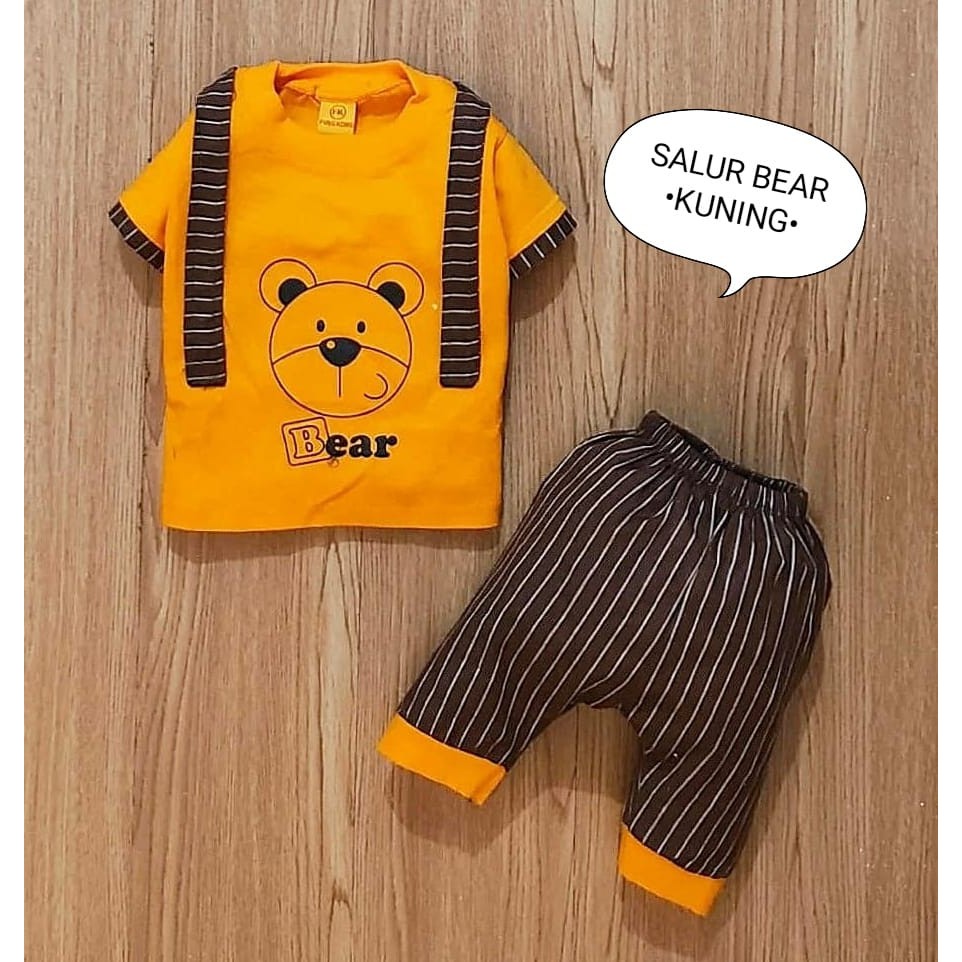 Klik Mds Setelan Baju Bayi Laki-laki 0-6 bulan Atasan Dan Celana Motif Anak Lucu Beruang / Baju bayi anak Laki - Laki