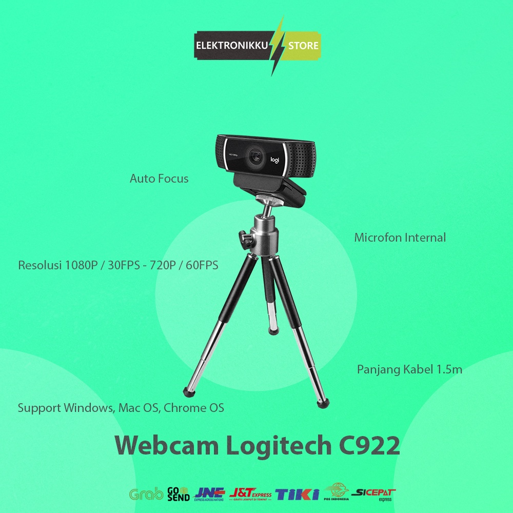 Web Cam Logitech C922 Full HD 1080P Webcam Komputer PC Laptop Notebook